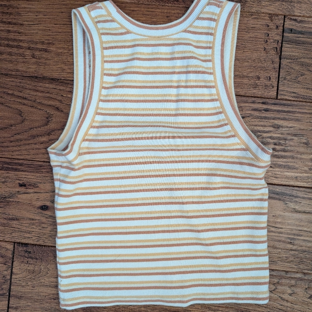 Abercrombie & Fitch Cream and Tan Striped Top - Picture 2 of 3